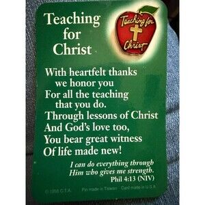 Vintage 1998 Teaching for Christ Apple Enamel Pin on Card